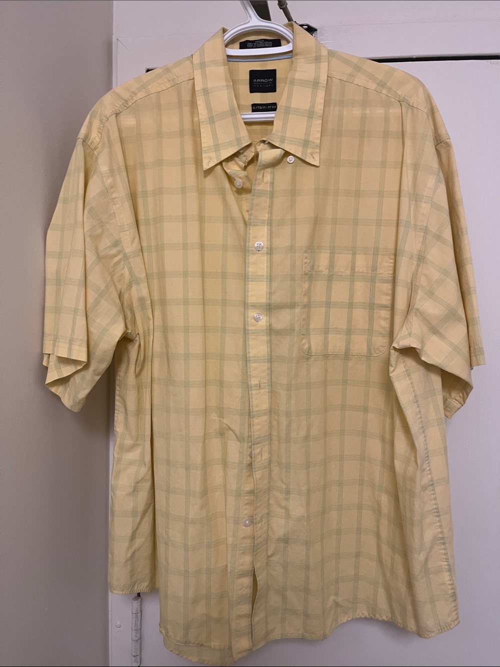 Arrow USA 1851 Short Sleeve Yellow Plaid Button Down Shirt
